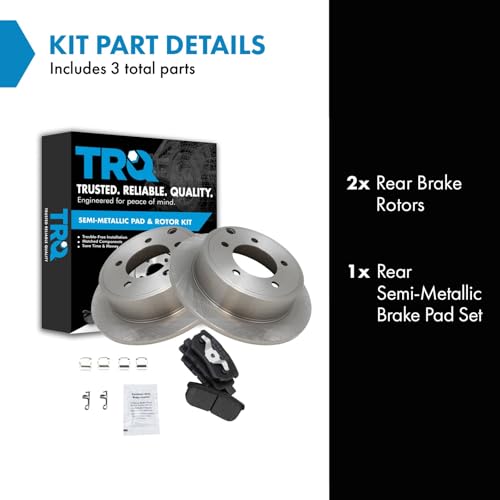 Image of TRQ Rear Brake Pad and Rotor Set Semi Metallic Solid