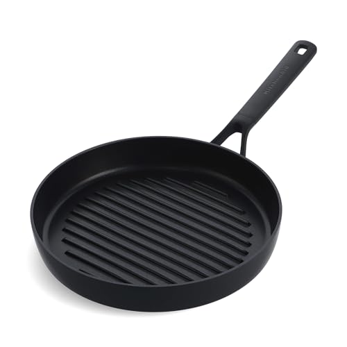 KitchenAid Classic Forged Aluminium Poêle à griller de 28 cm en céramique anodisée dure, antiadhésive et sans PFAS, compatible avec le four et le lave-vaisselle, noire.