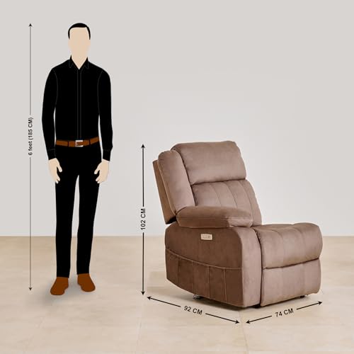 Image of Home Centre 2 Seater Denver Fabric Recliner| Fabric Recliner| (Brown) |2 Year Warranty