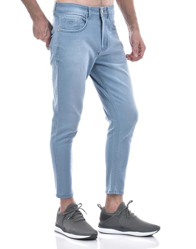 Image of Numero Uno Men's Dark Blue Tappered Fit Cropped Sustainable Jeans