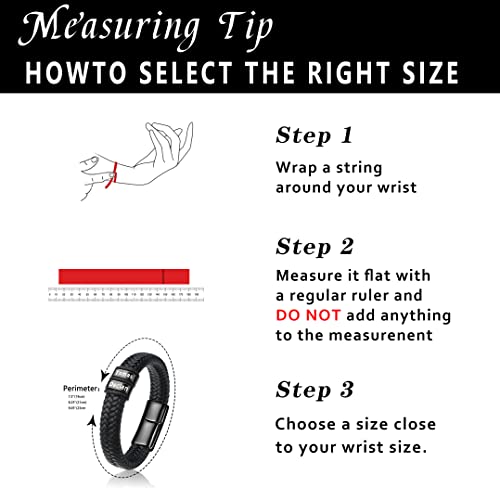 Jewenova Personalized Bracelet For Men With Name Custom Leather Bracelet For Men Engraved 2-5 Name Beads Braid Leather Bracelet Father's Day Gift #TOP5