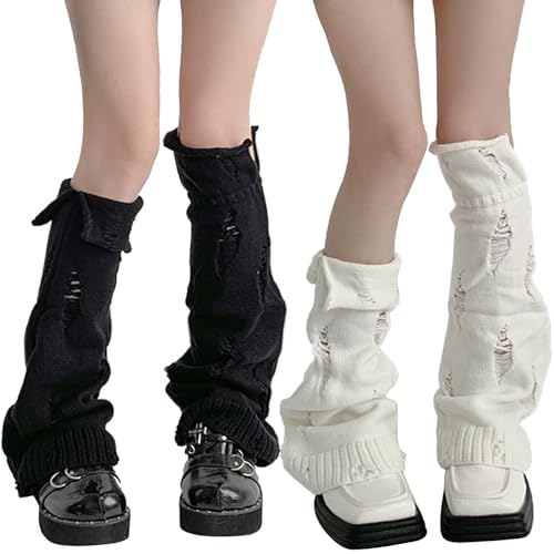 Image of SherryDC Womens Y2k Knit Leg Warmers Harajuku Japanese Long Boot Socks Kawaii Lolita Winter Leg Cover