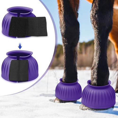 Image of Abbylike Bell Boots for Horses 1 Pair /2 Pair Available, Protect Against Hoof Impact Trauma, Rubber Bell Boots Horse Care for Turnout, No Rub Design Wrap Hook and Loop