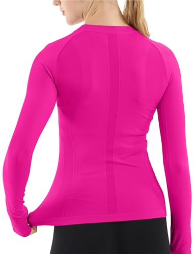 Image of MathCat Seamless Workout Shirts for Women Long Sleeve Yoga Tops Sports Running Shirt Breathable Athletic Top Slim Fit XS-XL