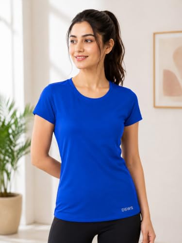Image of Women Polyester Stretch Regular Fit Round Neck Half Sleeve T-Shirt (Pack of 1)