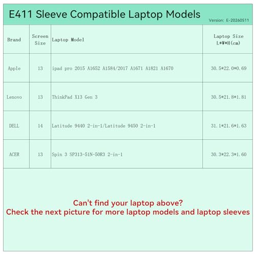 Image of Smatree Elite Laptop Sleeve for 13 inch Apple iPad Pro 2025 /2017 A1821, Lenovo ThinkPad X13 Gen 3, DELL Latitude 9450 /9440 2-in-1, ACER Spin 3 SP313 2-in-1, Protective Laptop Case with Pocket(E411)