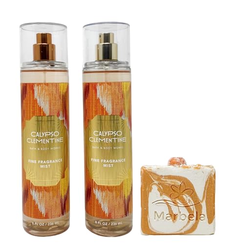 Bath & Body Works Calypso Clementine - Pack of Two - Fragrance Mist With a Peach Gardenia Soap.