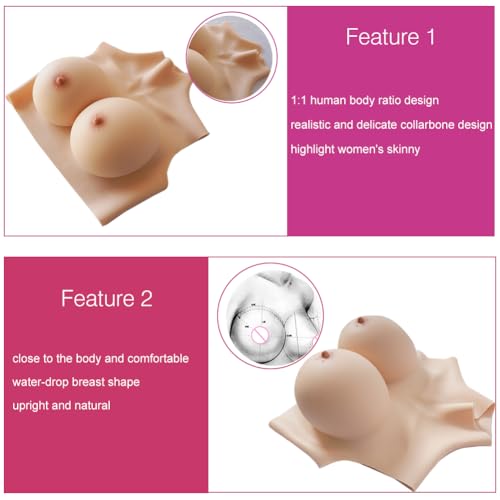 Silicone Breastplate Drag Queen B-G Cup Fake Breast Forms for Crossdressers Cosplay Touch Realistic Breast Plates3