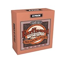 Includes 4 clear-wrapped sets. Warm, rich tone with excellent projection and clarity. Medium Light, our most popular gauge, consists of plain steel strings (.012, .016.) and phosphor bronze wound strings (.024, .032, .044, .054). Phosphor bronze woun...