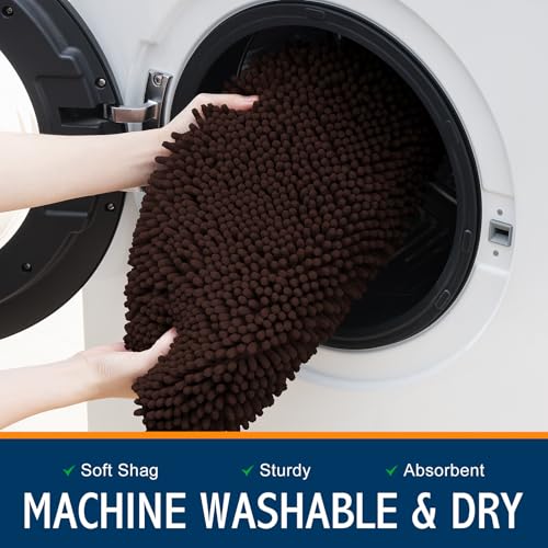 Image of Smiry Soft Chenille Bathroom Toilet Lid Cover, Machine Washable Covers, 17.5x15, Fits Most Round, Elongated and Oblong Lids, Accessories Decor, Brown