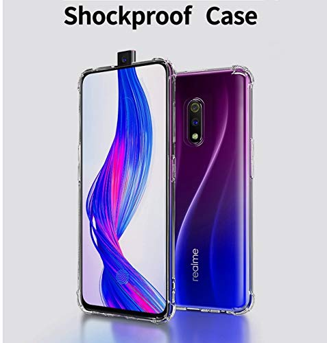 Image of WOW IMAGINE Flexible Shockproof Crystal Clear TPU Back Cover Case Full Protection with Cushioned Edges Clear TPU Back Case Cover for Realme X - Transparent