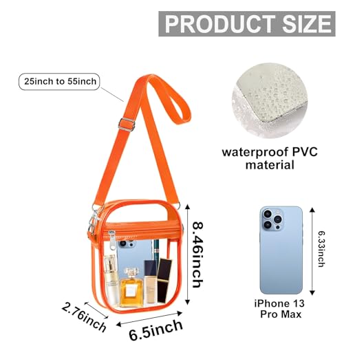 Image of Fibrdoo Clear Crossbody Purse Bag, Clear Bag Stadium Approved with Front Pocket for Concerts Sports Festivals