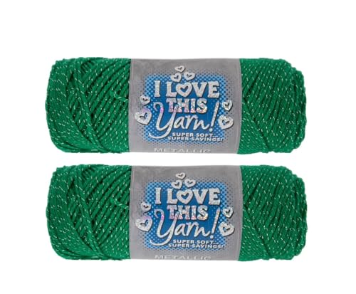 Image of Hobby Lobby Metallic I Love This Yarn, 744 Jelly Bean, Set of 2 | 4 Medium Weight, Acrylic & Metallic Polyester, 252 Yards Per Skein