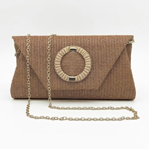Rungion Straw Clutch Purses for Women Small Envelope Pouch Crossbody Shoulder Bag Chian Handbags Summer Woven Beach Bag 20254