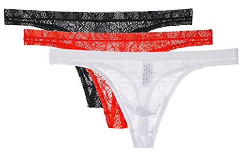 Yomie Culotte Ultra-Fine pour Hommes en Dentelle Transparente Douce Sexy String