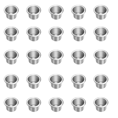 Xinlie Metal Alto para Velas Cilíndricas Inserto de Vela Titular Plano para Velas de té Estándar Candeleros Soporte de luz Candelabros de Metal para Iluminar y Decorar, 25 Piezas