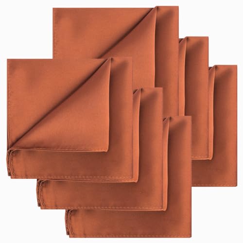 Image of KissTies 6PCS Satin Pocket Square Plain Color Handkerchief Gift Set