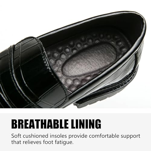 Men's Leather Platform Dress Loafers Classic Crocodile Printed Slip On Casual Comfortable Business Formal Shoes for Party Wedding Prom3