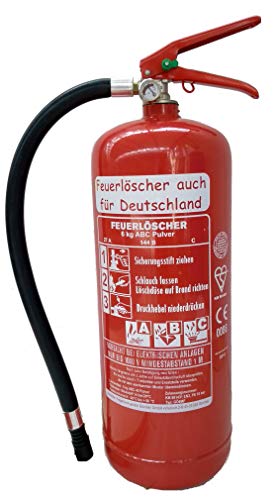Preisvergleich Produktbild Feuerlöscher 6kg ABC Pulverlöscher mit Manometer EN 3 , Prüfnachweis mit Jahresmarke , Messingarmatur Sicherheitsventil , ( Ohne Kunststoffstandfuß mit Wandhalter Ohne Prüfnachweis U. Jahresmarke )