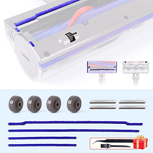 WYWY.Wide Ruedas + Ejes + Tiras de Felpa de Repuesto para Dyson V6 V7 V8 V10 V11 DC62 Direct Drive Cleaner Head Soleplate Wheels