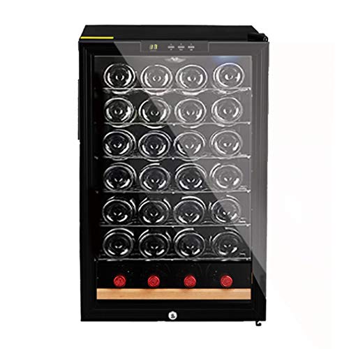 Design Weinkühlschrank für bis zu 28 Flaschen, 7 Holz-Einschübe Temperaturzonen 5-22°C LED-Display Edelstahl Glastür Touch Panel Freistehend