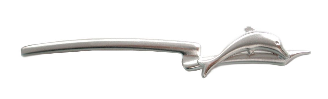 Delphin Krawattenklammer Krawattennadel silbern matt ca. 7 cm lang Made i. Germany + Geschenkbox