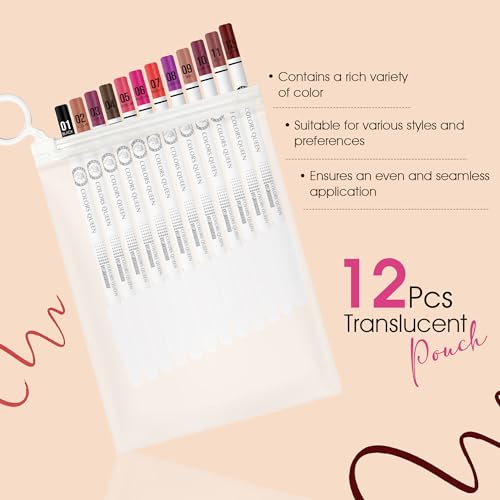 Image of Colors Queen Definer Lip Liner Set of 12 | One Swipe Smooth Application, Long Lasting Lip Liner Combo Set | Bold & Creamy Lip Pencil (Multicolor, 1.6g x 12)