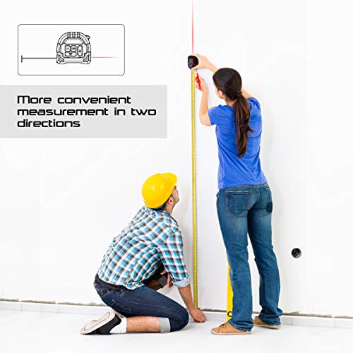 Meterk Laser Tape Measure 2 in 1, Laser Measure 131.2Ft/40M, Measuring Tape 16.5Ft/5M, Multifunctional Laser Distance Meter with Type-C Charging and LCD Digital Display for Measuring Area/Volume - Thumbnail 4