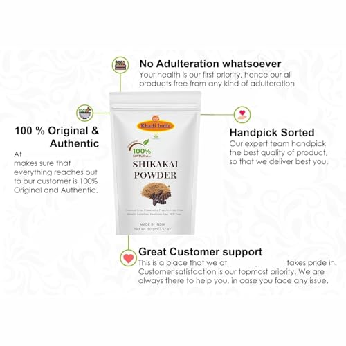 Image of Khadi 100% Pure & Organic Shikakai Powder (Acacia concinna) - Natural Ayurvedic Hair Cleanser for Hair Growth, Dandruff Control & Scalp Health - 100g