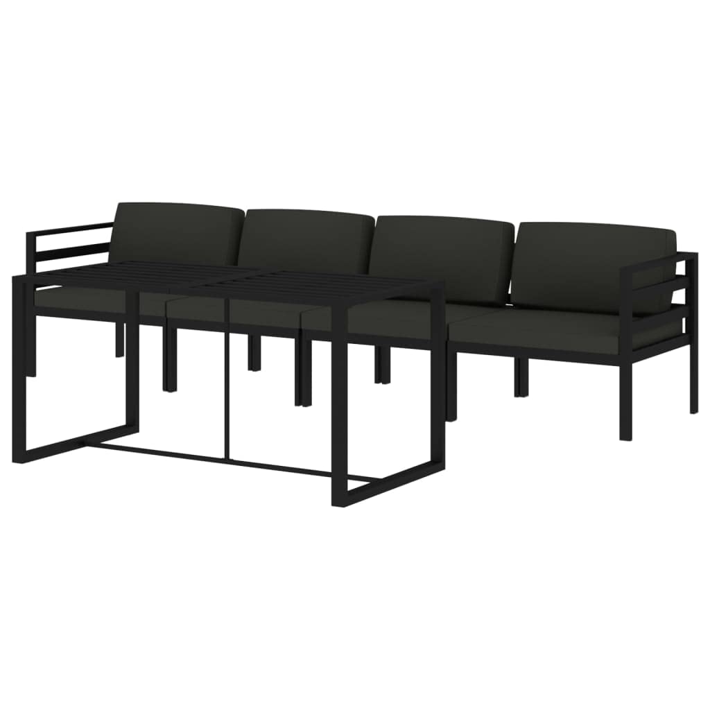 Juego de muebles de jardín de aluminio con cojines, juego modular de sofá exterior en antracita, resistente a la intemperie y robusto, hasta 110 kg por asiento, incluye cojines de asiento y