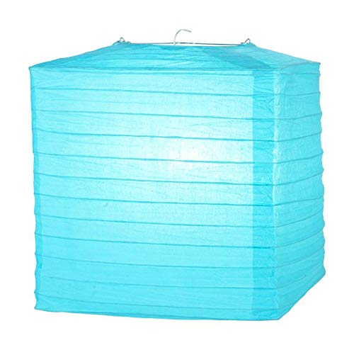 PaperLanternStore.com 10 Inch Water Blue Square Shaped Paper Lantern