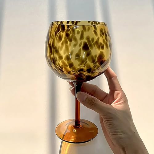 Wine Glass Goblet - Leopard Print Stemmed Goblet for Christmas Wedding Whiskey Kitchen Bar Thanksgiving Beer | Glass Material with Stylish Print Elegant Stem Design, Ideal for Easy Grip Use, 610ml - immagine 4