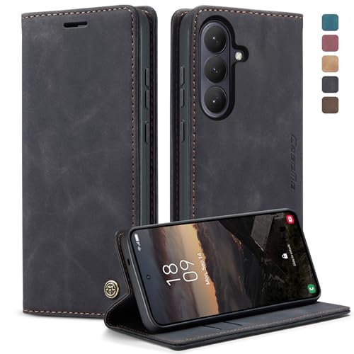 KZB Handyhülle für Samsung Galaxy S26 5G Hülle Premium Leder Klappbar Tasche Flip Hülle Magnet Kartenfach Standfunktion Klapphülle Schutzhülle für Samsung Galaxy S26 6,3'' - Schwarz