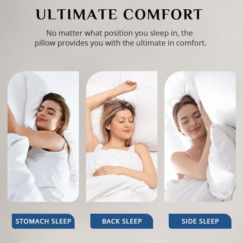Image of JOLLYVOGUE Pillows Queen Size Set of 6, Washable Supportive 6 Pack Bed Pillows with Super Soft Down Alternative Fill, Luxury Fluffy Hotel Quality for Side, Back, and Stomach Sleepers
