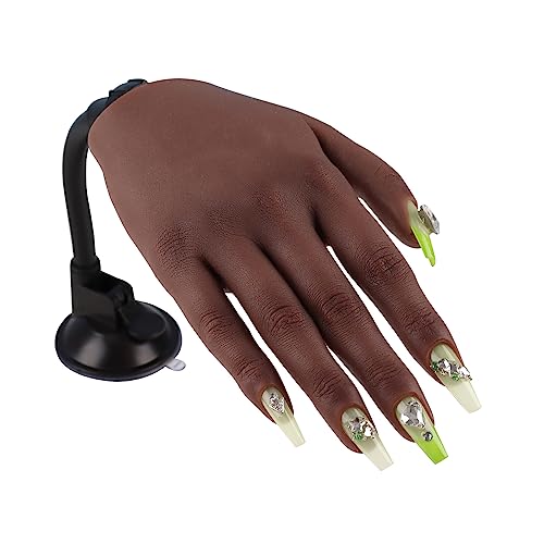 Practice Hand for Acrylic Nails with Stand Bracket, Silicone Fake Hands to Practice Fake Nails Mannequin Hand for Nails Practice and Nail Art Single Right Hand Color 6#