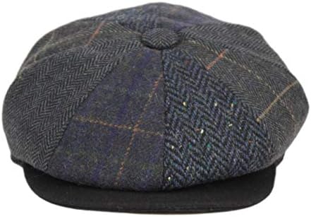 Miniatura 2 de Hombres de lana Newsboy Cabbies Otoño Invierno Clásico Patchwork Plaid Apple Cap Golf Sombrero Multicolor