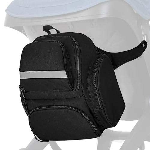 Image of GRAOSO Stroller Storage Bag Compatible with Doona Infant Car Seat, Stroller Organizer with Detachable Shoulder Strap, Baby Diaper Backpack Easily Clip on the Stroller, Black