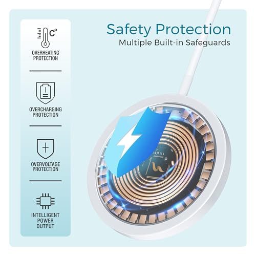 Image of Ubon 15W Wireless Magnetic Charger with Fast Charge | Best Compatible for 16 /15 /14 /13 /12 Plus, Pro, Pro Max & All Wireless Enabled Smartphones & Earbuds (WR226, White)