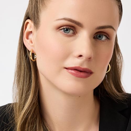 Ana Luisa Giulia Huggie Hoop Earrings for Women - Hypoallergenic Water-Resistant Tarnish-Free Chunky Earrings for Women - 14K Gold Plated & Silver Rhodium Plated Hoops - Small, Medium & Large Size by Ana Luisa - Image 2