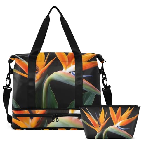 Travel Duffel Gym Sports Luggage Bag Expandable Large Capacity Strelitzia Reginae Flowers Sports Bag for Women and Men2