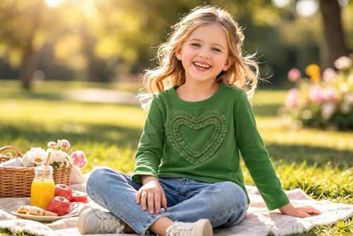 Image of Girls' Heart-Shaped Long Sleeve T-Shirt