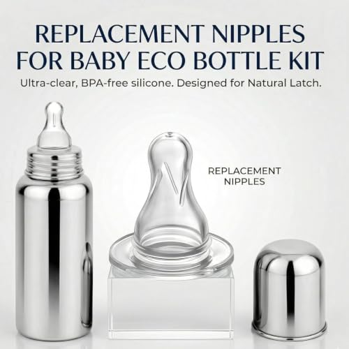 Image of Stainless Steel Baby Feeding Bottle, 250ml, BPA Free, with 3 Silicone Nipples and Cleaning Brush, Anti Colic, for Infants 0-2 Years