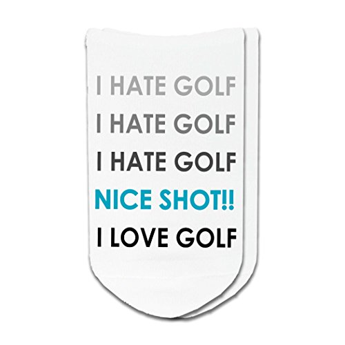 Funny Golf Socks with Text, I Hate Golf, Nice Shot, I Love Golf - Great gifts for Golf Lover - Funny Novelty No Show Socks for Men & Women