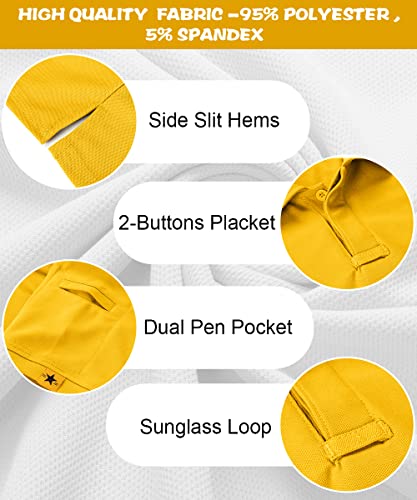 Secood Boys Polo Shirts 8-9 Short Sleeve Summer Casual School Uniform Golf Shirts, Yellow M #TOP4