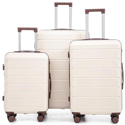 Image of Luggage 3 Pcs Sets ABS Hardside Luggage Set Spinner Wheel Suitcase