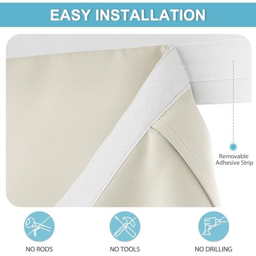 Image of RYB HOME Door Curtains for Small Windows, Room Darkening Heavy Duty Vertical Sides Door Blinds Full Privacy for Patio Window, 1 Panel, Light Beige W12 x L40