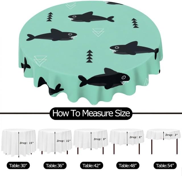 Miniatura 6 de Bonito mantel redondo con estampado de tiburón, lavable, resistente a las arrugas, para el hogar, cocina, comedor, picnic, campamento, fiesta,