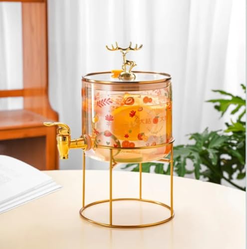 Image of PrimeWorld Glass Beverage Dispenser - 2.6 litres | Vintage Drink Dispenser Jar with Tap & Lid | Ideal for Juice, Water, Iced Tea, Lemonade & Party Beverages