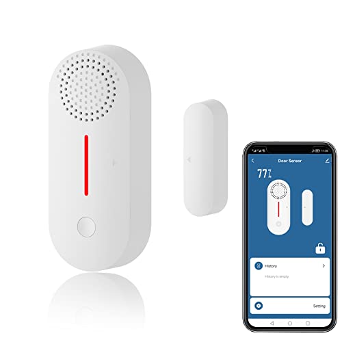 Sensor de puerta inteligente, sensor de ventana puerta inalámbrico, Sensor de contacto para seguridad en casa,App Notificación,Volumen ajustable,Temporizador,Compatible Alexa/Google Assistant.1Pack
