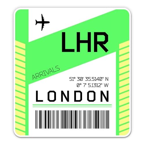 Squiddy London Airport Code LHR Luggage Tag Style - Vinyl Sticker for Car, Laptop, Notebook (5" high)